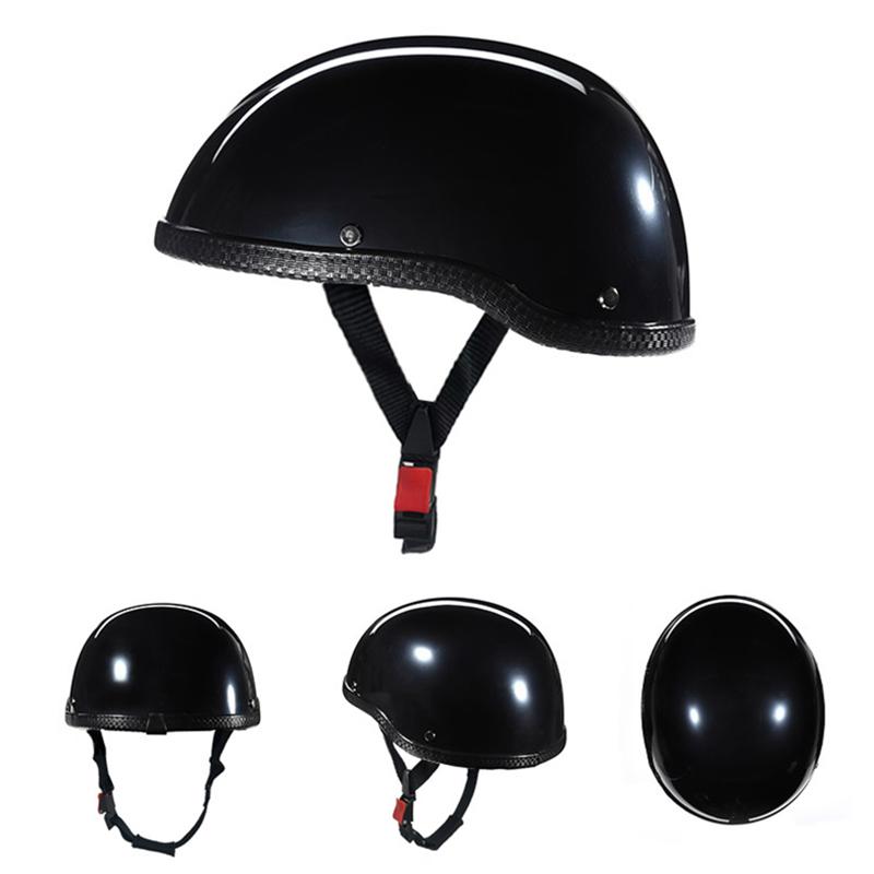 Vintage Motorcycle Cruiser Helmet Half Face German Helmet Motorcycle Helmet Bright Black Car-styling