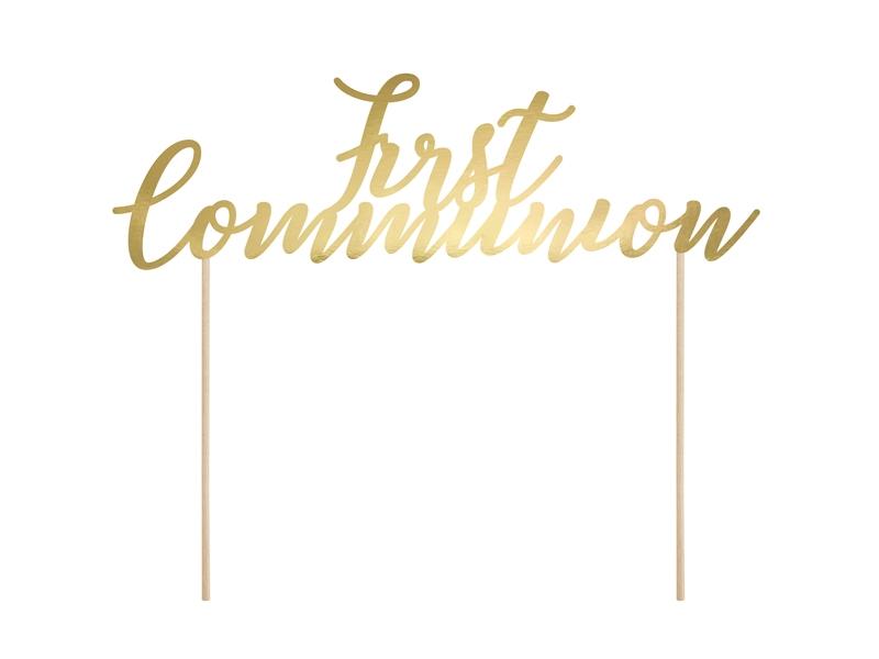 First Communion Cake Topper Gold 21cm