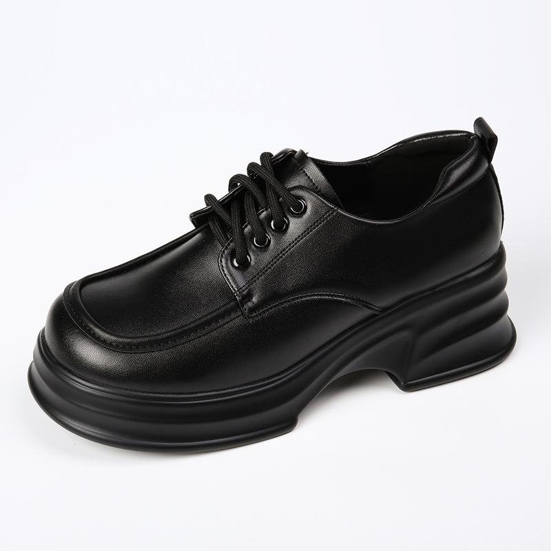 Популярные туфли-лоферы на толстой подошве увеличивают рост 2025 лето и осень новые туфли одинарные из лакированной кожи в британском стиле маленькая кожаная обувь