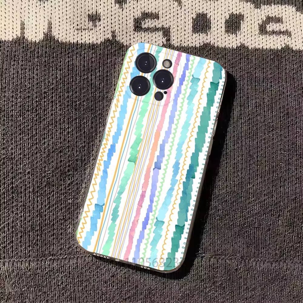 Красочные Минималистичные Полосатые INS Чехлы Для Телефона Для Пары На iPhone 17 16 15 14 13 12 11 Pro Max Plus Роскошная Защита Камеры Пластик