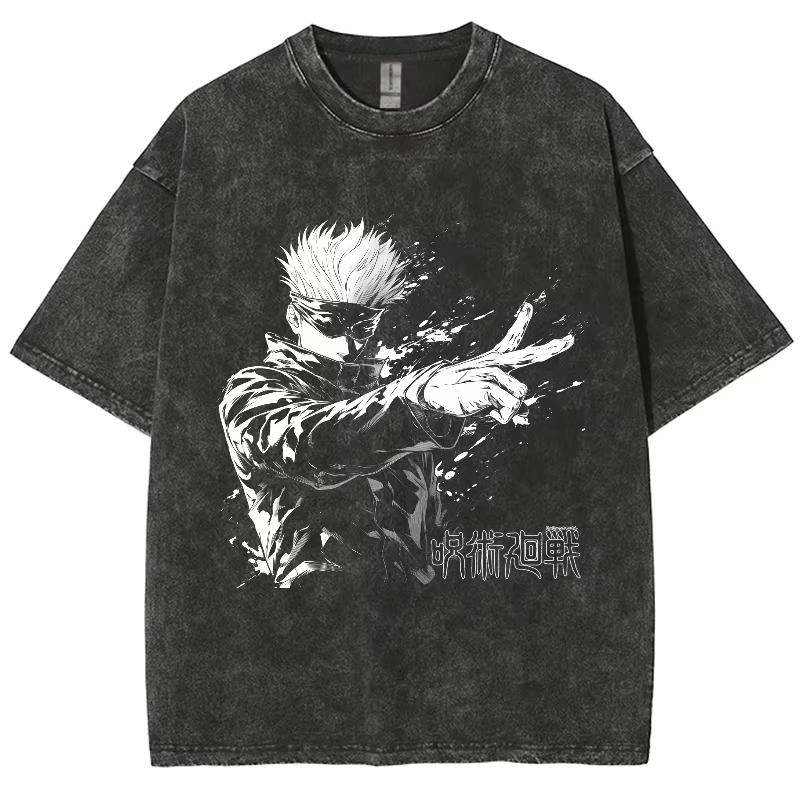Годжо Сатору Мужская Аниме Jujutsu Kaisen Летняя Харадзюку Футболка Хлопок Фитнес Винтажная Уличная Женская Повседневная С Коротким Рукавом