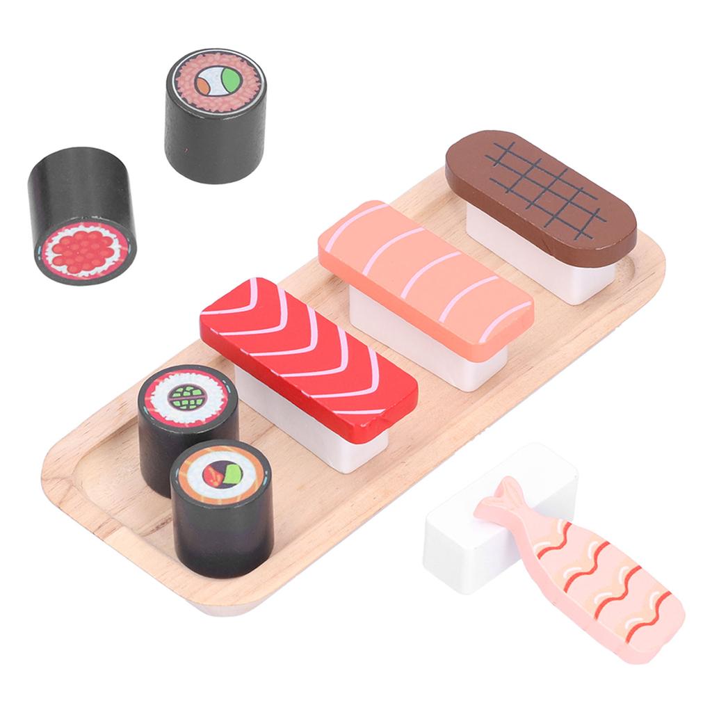 Wooden Sushi Restaurant Pretend Play Set Food Recognize Toy Children Kitchen Pretend Toy
