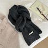 New narrow version Japanese wool scarf women's winter warm solid color knitted scarf student couple versatile