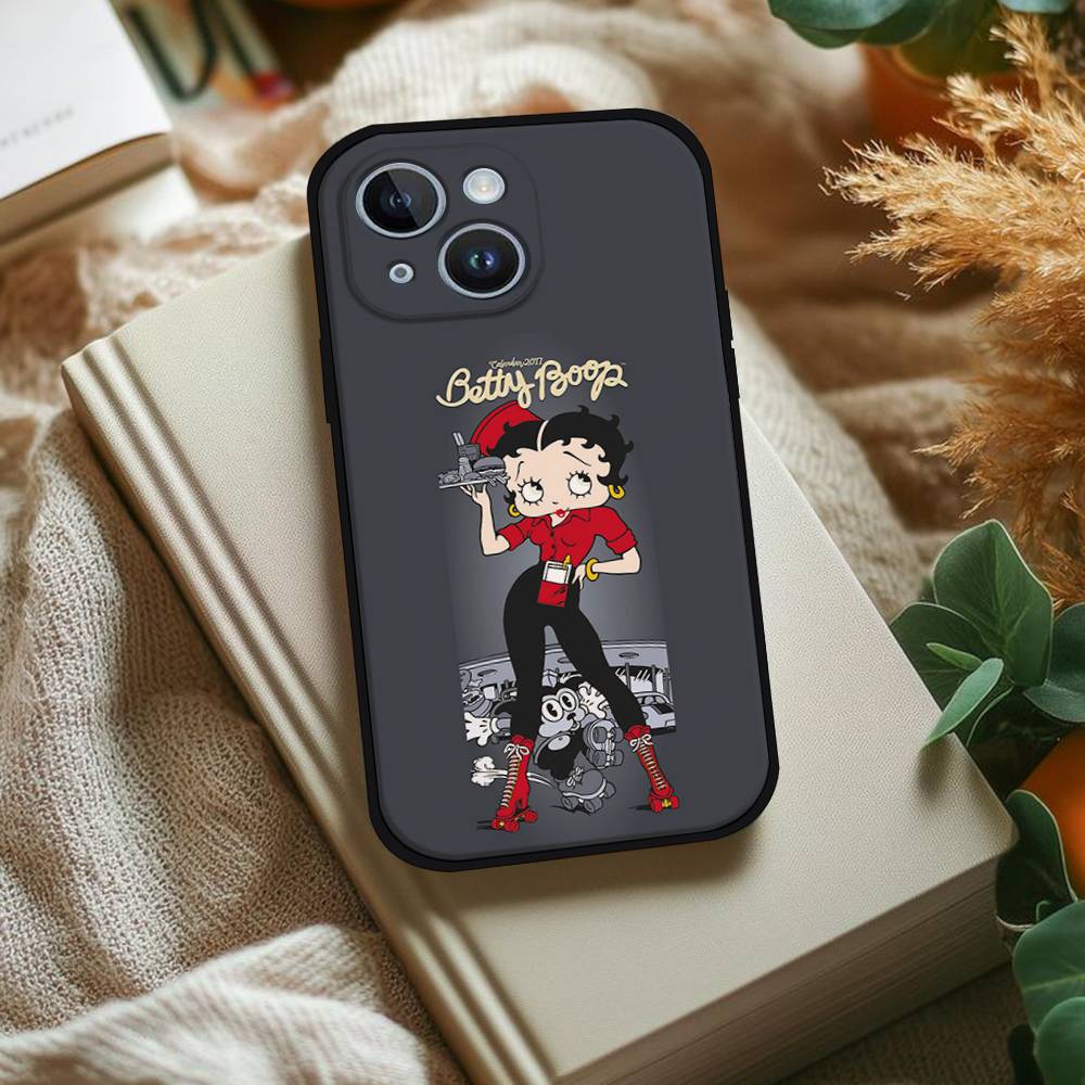 B-Бетти-Милый-Буп Чехол для телефона Для iPhone 1716 15 14 13 Pro Max 11 12 Mini X Xs XR Черный Силиконовый Чехол