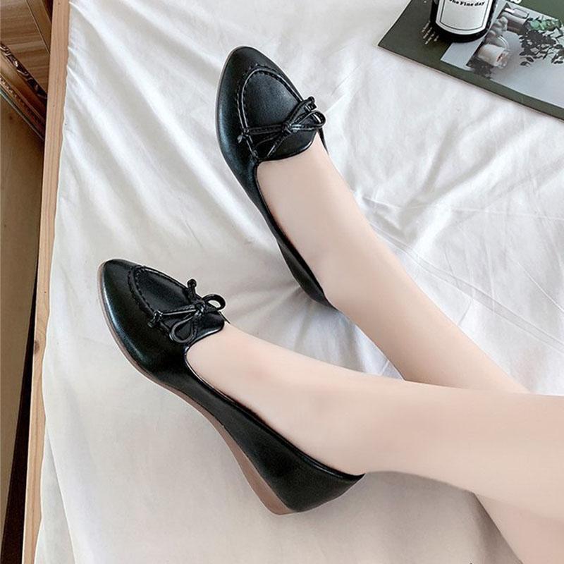Весна и осень Новые женские туфли с заостренным носком и неглубоким носком на плоской подошве, однотонные повседневные туфли без застежек, туфли-лоферы на мягкой подошве