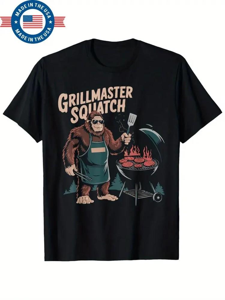 Смешная футболка для мужчин Grillmaster Sasquatch с ретро-графическим дизайном, короткий рукав, унисекс
