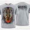 Rock 'n' Roll Gray T-Shirt with Guitar. Music Apparel. Rock Fashion.