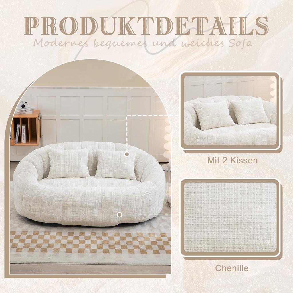 Bean Bag Sofa Lazy Sofa Durable Comfort Lounger High Back Chair for Adults and Children, Indoor & Outdoor, Soft Lounge Chair (Beige Chenille)