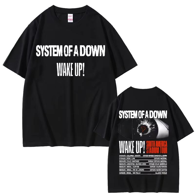 Футболка Rock Band System of A Down Wake Up South America Stadium Tour Альтернативный Метал Мерч Футболка Мужская Оверсайз Футболки