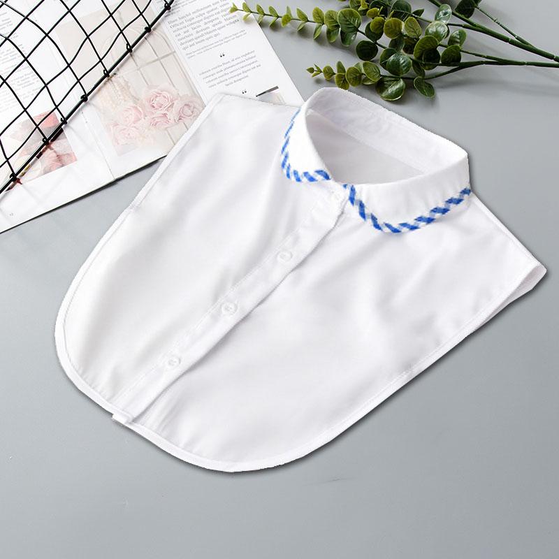 White Women's Stand Fake Collar Blouse Black Detachable Lapel Turtleneck Top Half Shirt Faux Col Tie Detail