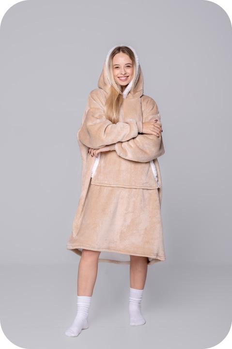 Blanket Sweatshirt Oversize Warm Thick Blanket Sweatshirt 2in1 Beige Fur [Kb-J6]