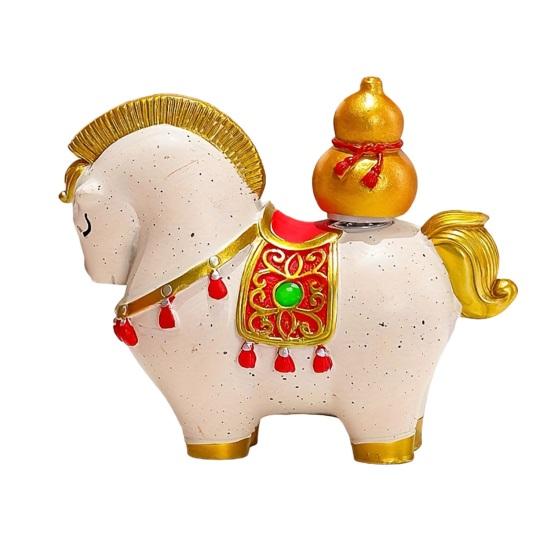 1/4Pcs Cartoon Horse Statue Rotatable Golden Ingot Gourd Money Bag Lucky Pony Figurine Home Office Desktop Feng Shui Decoration Ornament