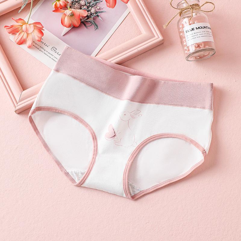 High Waisted Pure Cotton Cute Underwear Printed Japanese Women's Tight and Breathable Briefs