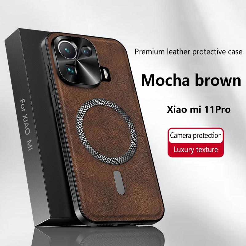 Для Xiaomi Mi 11 Pro Чехол Магнитный Элегантный Кожаный Износостойкий Объектив Полностью Закрыт Нескользящий Защита Края Накладка
