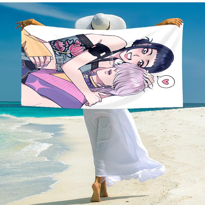 1pc KPop Demon Hunters ZOEY6 Beach Towel, Comfortable and Thick, and Swimming/Bath/Picnic/Camping Towel, Suitable for Seaside Beaches