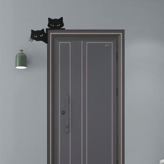 Металлическая накладка на дверь в виде кота, двусторонняя, декоративная на Хэллоуин, Рождество, настенная вывеска в виде котенка