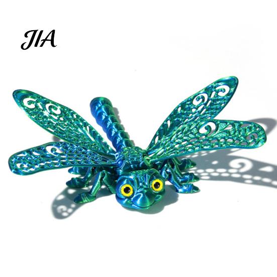 3D Printed Insect Figurine Articulated Dragonfly Model, Flexible Realistic Animal Fidget Toys, Sensory for Kids Stress Relief Desktop Ornament, Funny