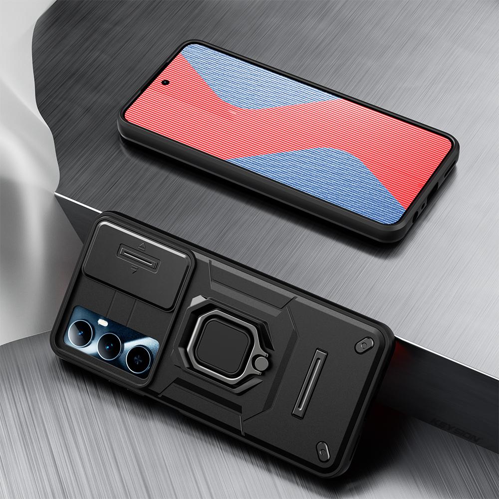 KEYSION Противоударный чехол для Realme C65 4G, слайдер, защитное кольцо для объектива камеры, задняя крышка телефона для OPPO Realme C65
