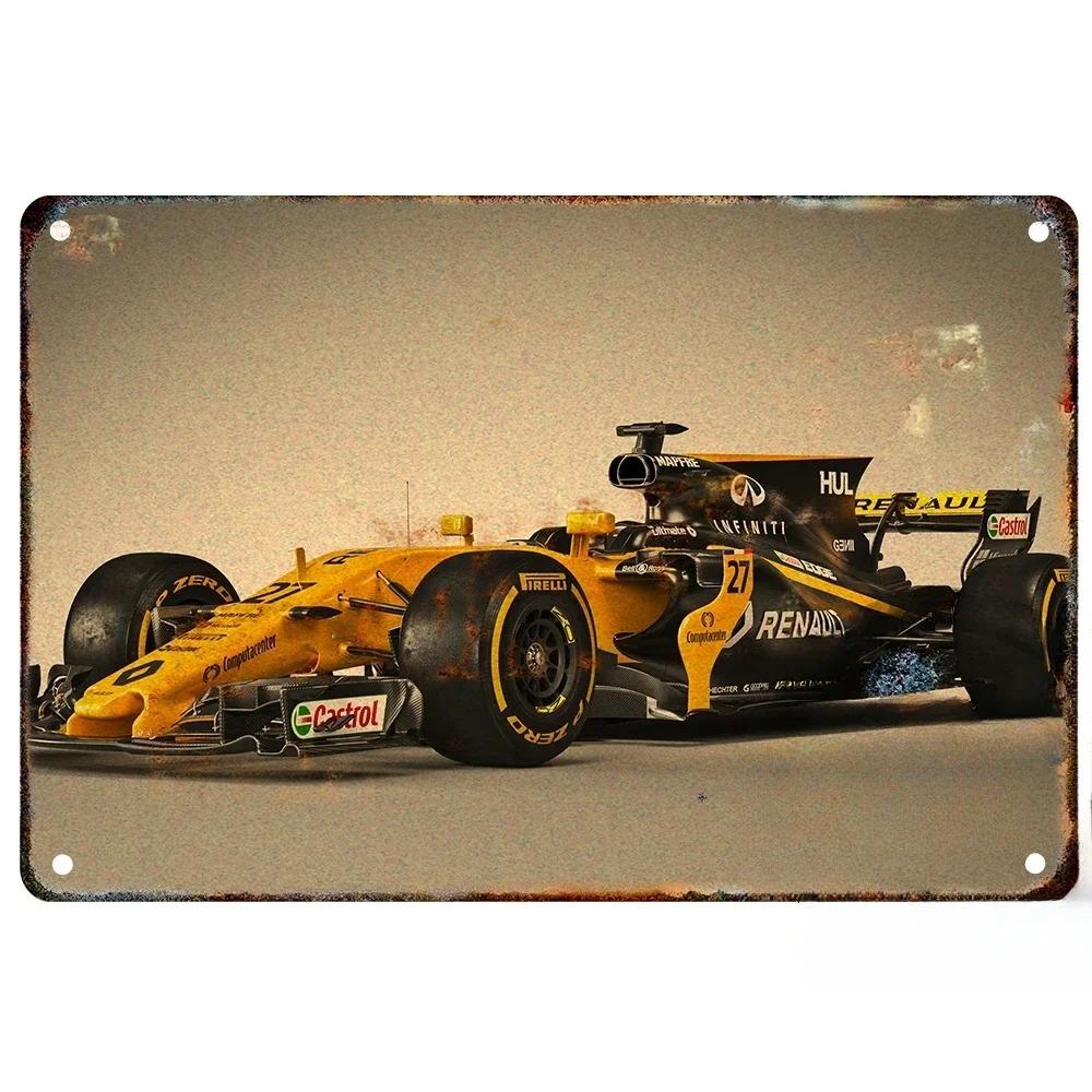 Metal Tin Metal Poster F1 Racing Tin Sign Metal Plaque Poster for Bar Club Wall Decor Retro Bedroom Vintage Wall Plate Pendant
