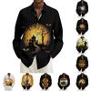 Halloween Print Lapel Long Sleeve Men's Shirt Men's Tops