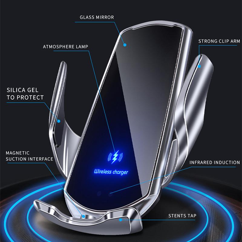 VAORLO Автомобильное беспроводное зарядное устройство 15 Вт, магнитное автоматическое автомобильное крепление, держатель для телефона для iPhone, Samsung, Xiaomi, инфракрасная индукционная QI, быстрая зарядка