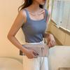Женский однотонный укороченный топ без рукавов с лямкой на шее и бретелькой из ледяного шелка для женщин