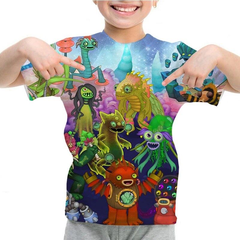 My Monsters Boys Tshirt Singing Girls Summer 3d Cartoon Anime T Shirt Oneck Casual Tshirt Kids Short Sleeve Children Tops Tees