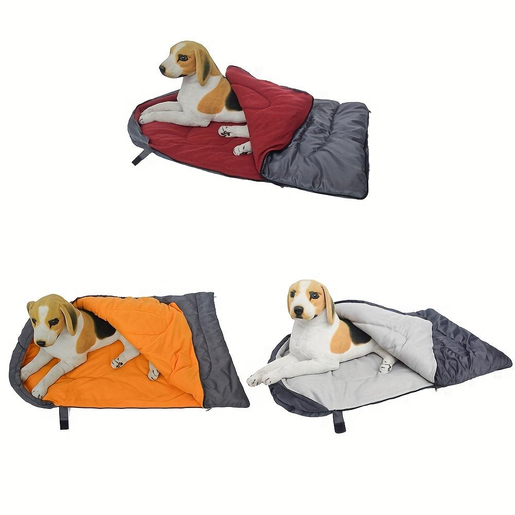 Fleece Camping Dog Bed Zippered Winter Waterproof Outdoor Pet Sleeping Bag - Padded and Comfortable for Pets