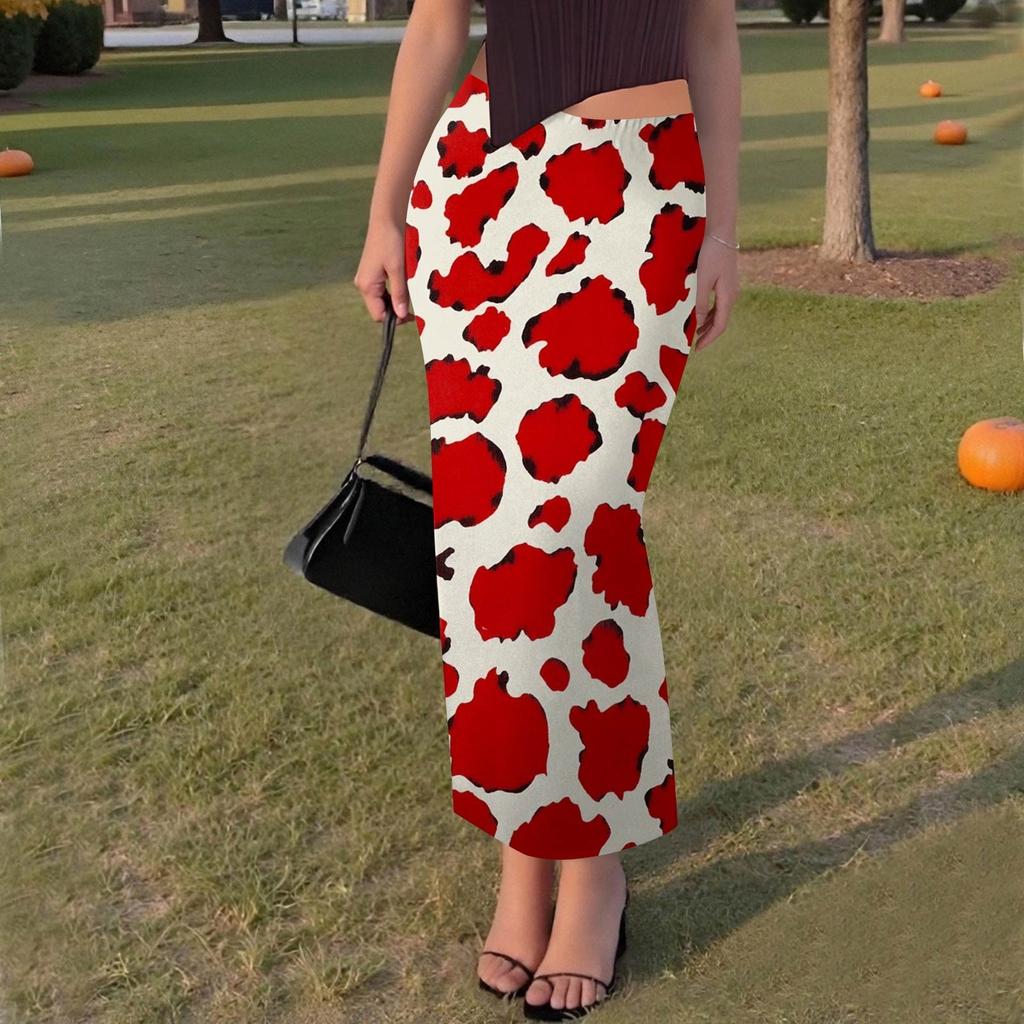 Women's Casual Fashion Gradient Printed Fishtail Split Skirt Elasticated Slim Half-body Skirt