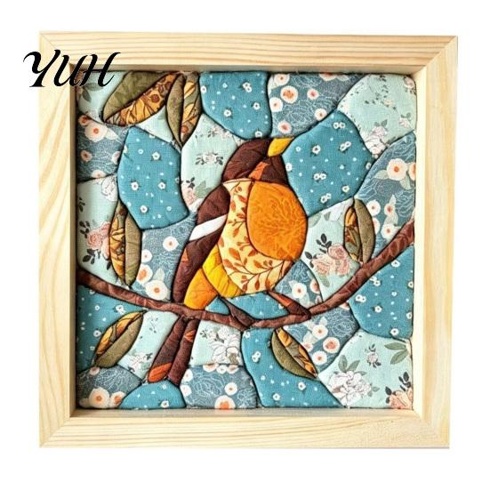 Textile Crafting Supplies DIY Fabric Art Kit, Handmade No-Sew Mosaic Wall Craft with Creative Home Frame, Beginner Friendly Cute Animals Layered