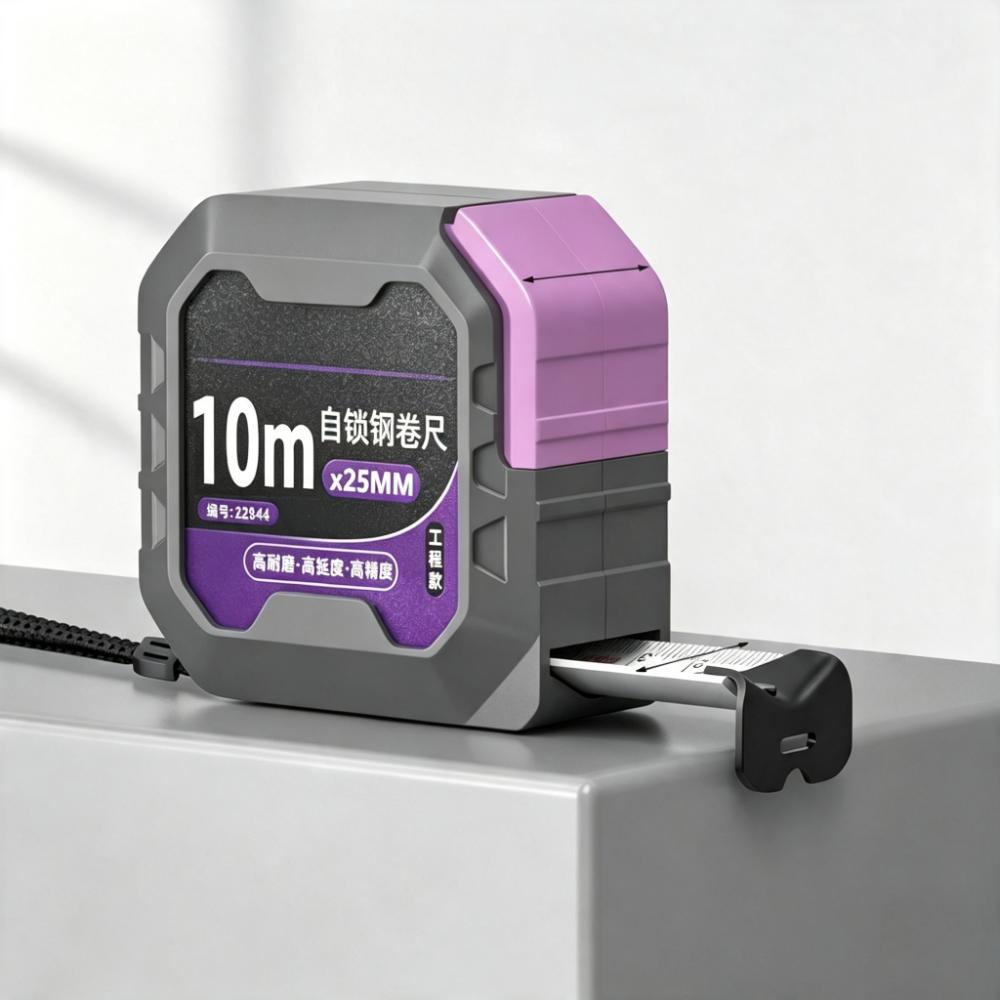Sturdy Construction Steel Tape Measure Pastel Purple High Precision Measuring Tape Automatic Lock Shock-Resistant