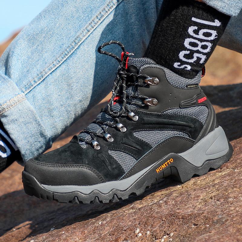 Зимние водонепроницаемые мужские ботинки на платформе, кожаные защитные рабочие мужские спортивные туфли, брендовые дизайнерские резиновые походные ботильоны на шнуровке, мужские