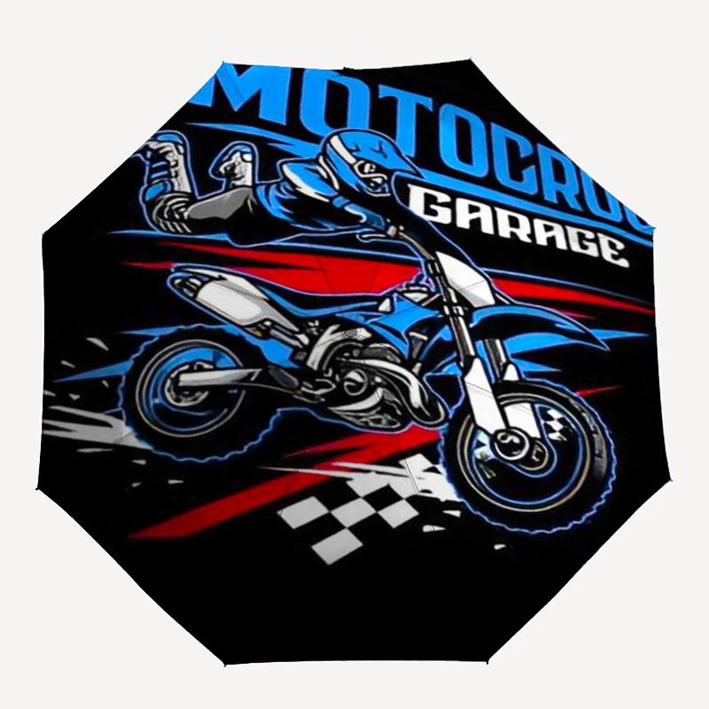 off road motorcycles Theme Automatic Umbrella, Lightweight & Portable, 8 Rib, Perfect for Outdoor Travel, Birthdays, Christmas, Gifts.