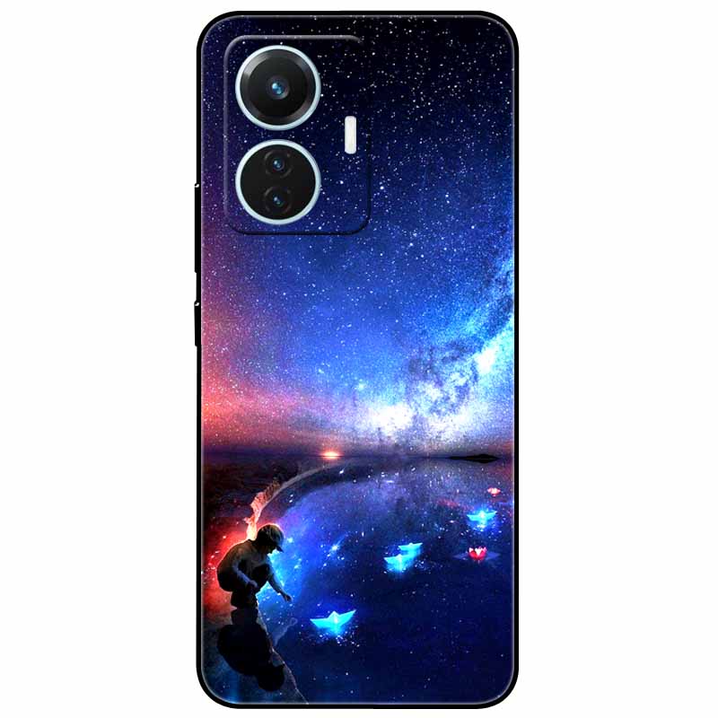 Чехол для vivo T1 4G V2153 Чехлы ТПУ Черный Силиконовый Звездная Луна Чехол для vivo T1 44W Чехол Ударопрочный Мягкий X100 Pro Корпуса