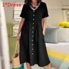 Summer Cotton Linen Dress With Pockets For Casual Streetwear Women