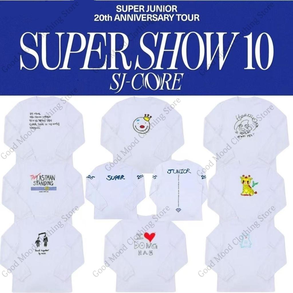 Футболка SUPER JUNIOR SUPER SHOW 10 SJCORE Та же футболка с длинным рукавом Kpop Мода Лето Высококачественный Хлопок Футболка с коротким рукавом Топ