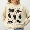 Christmas Cat Sweatshirt Catmas Meow Christmas Tree Light Its Fine Holiday Clothing Funny Cute Kitty Xmas Crewneck Women Tops