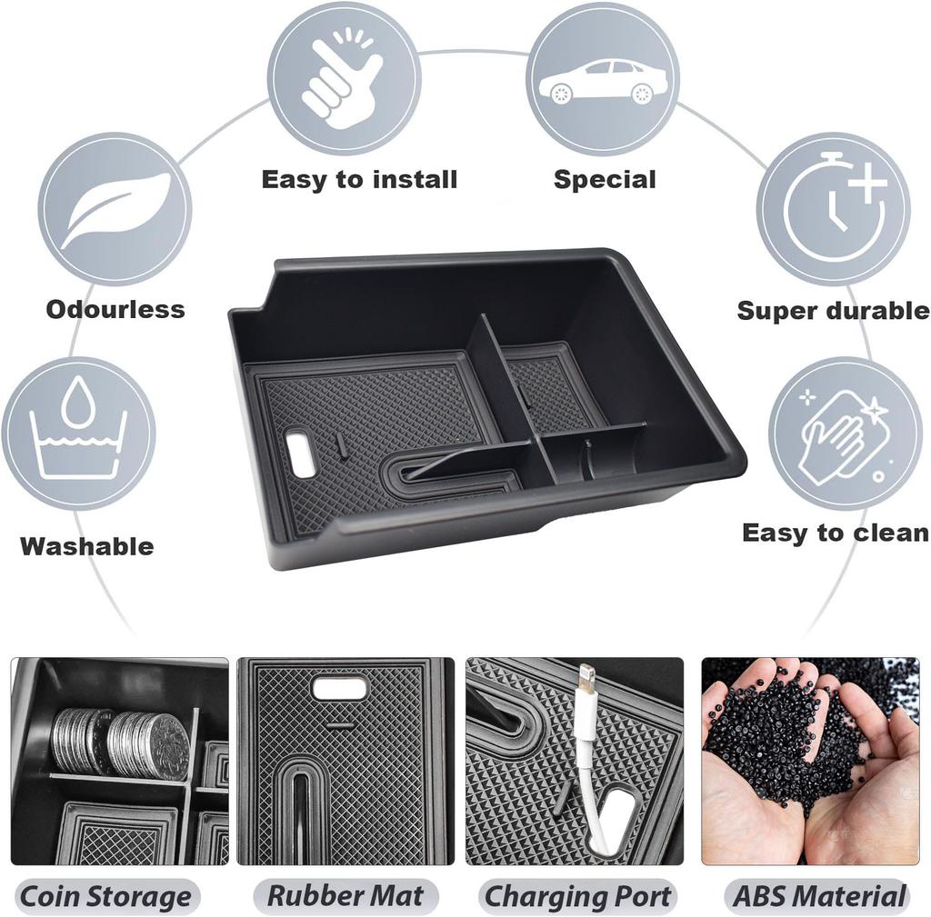 Sixthsmoy For 2025 Nissan Kicks Armrest Storage Box Tray Center Console Organizer Interior Storage Phone Coin Holder Accessories