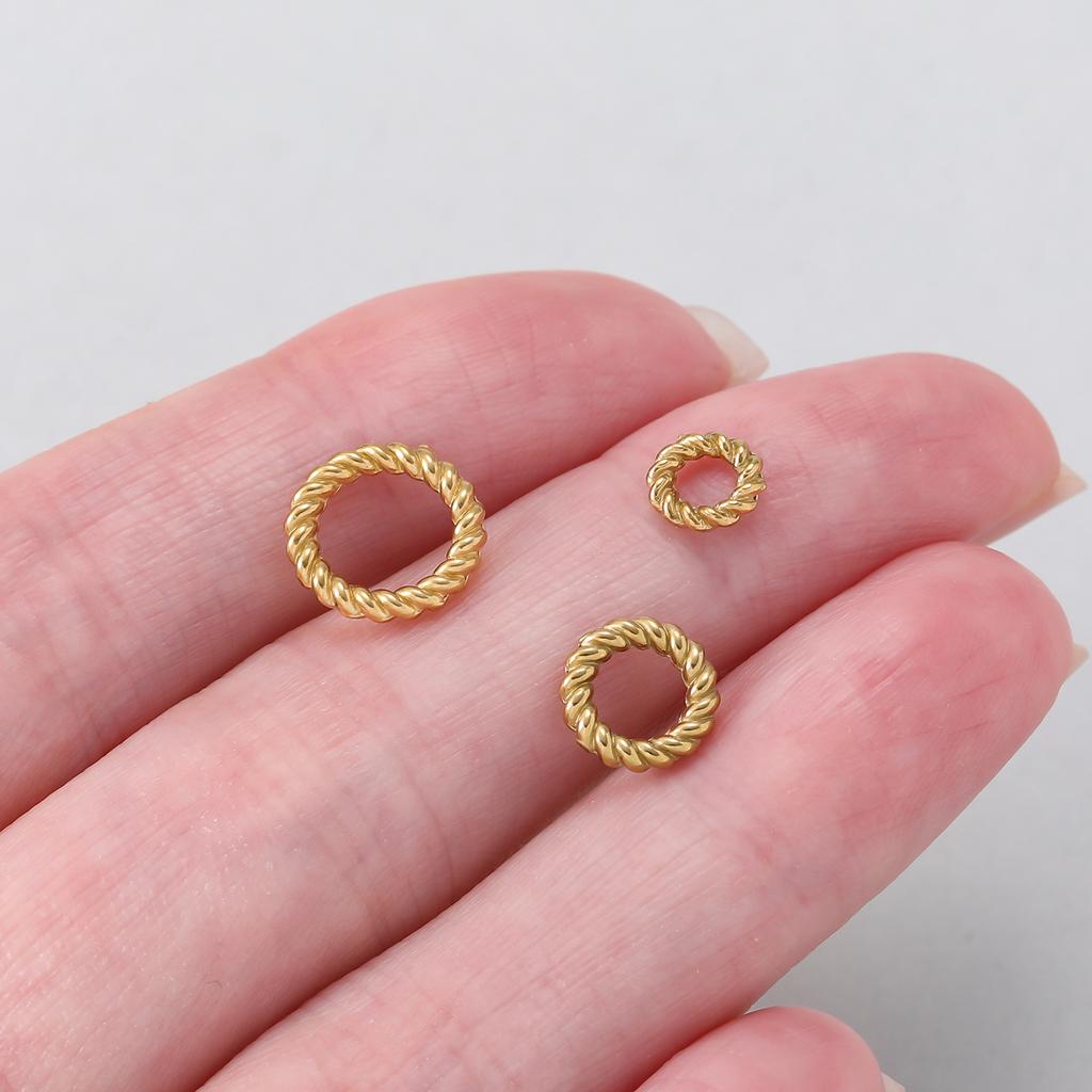 10pcs Stainless Steel 6 8 10mm Twist Rope Circle Connector Closed Jump Rings Split Ring Thick for DIY Jewelry Making Supplies