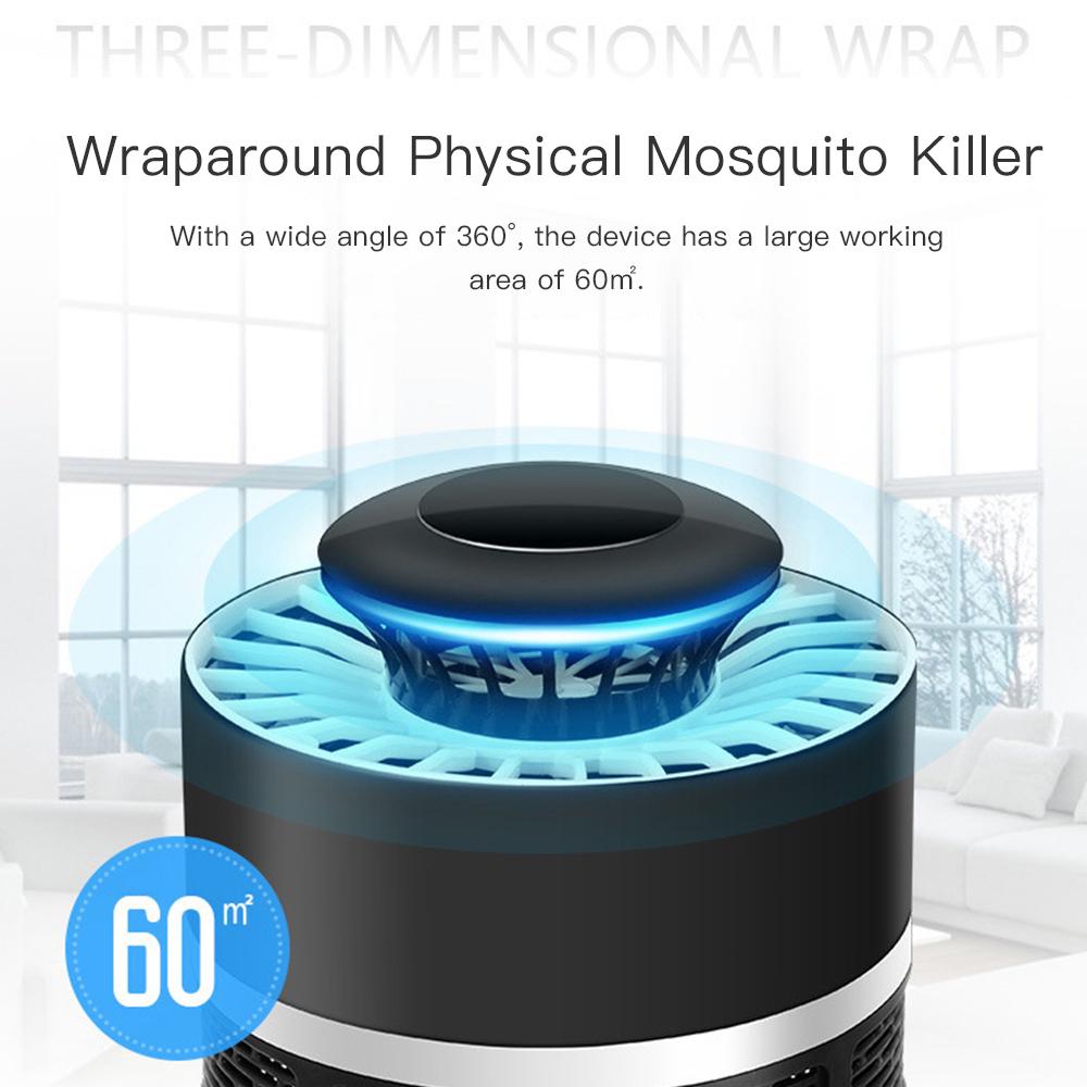 Electric Mosquito Killer with Trap Lamp Chemical-Free USB Powered UV LED Light Photocatalyst Fly Bug Dispeller with Suction Fan for Indoor Home