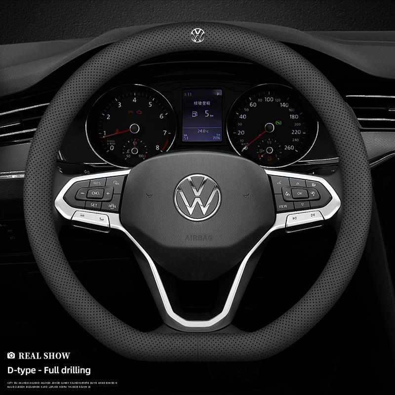 Volkswagen Car Nappa Leather Steering Wheel Cover Auto Accessories For VW GTI Polo Golf MK7 Passat B8 Tiguan Jetta T-ROC ID.4 CC zr3