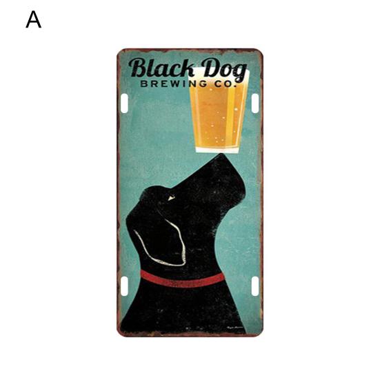 Decor Plaques Vintage Classic Animal Style Rustic Dog Print Metal Plate for Kitchen