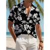 Summer Collar T-shirt Casual Vacation Shirt Men's Plant Digital Printing Style Short Sleeved Button Up Shirt Outdoor Vacation Beach Top