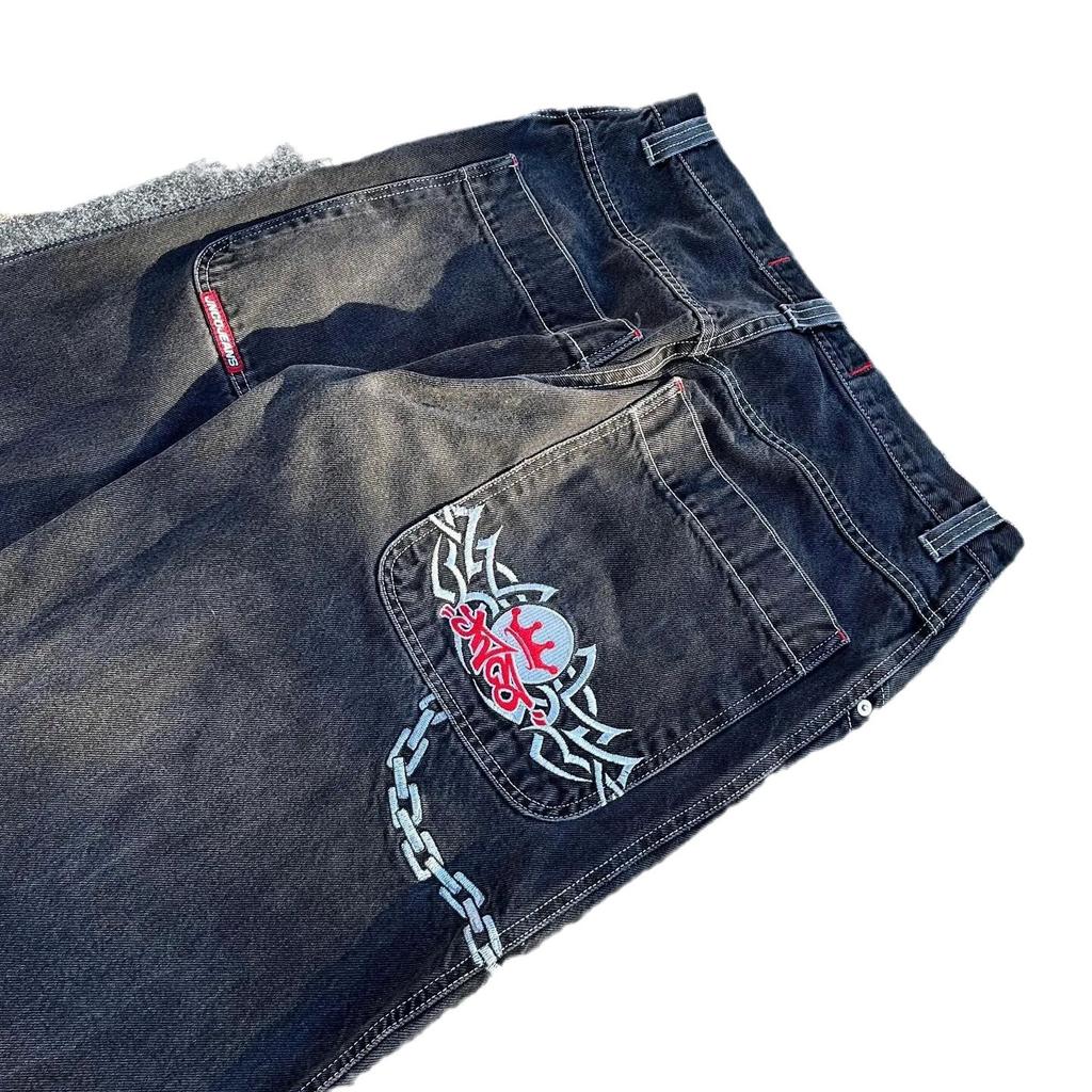 Джинсы JNCO Винтажные Хип-хоп Свободные Джинсы Мужские Готические С Высокой Талией Широкие Штаны Уличная Одежда