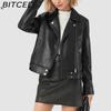 BITCED Осенняя Новинка Женская Кожаная Куртка - Короткая Куртка Байкерского Стиля с Воротником