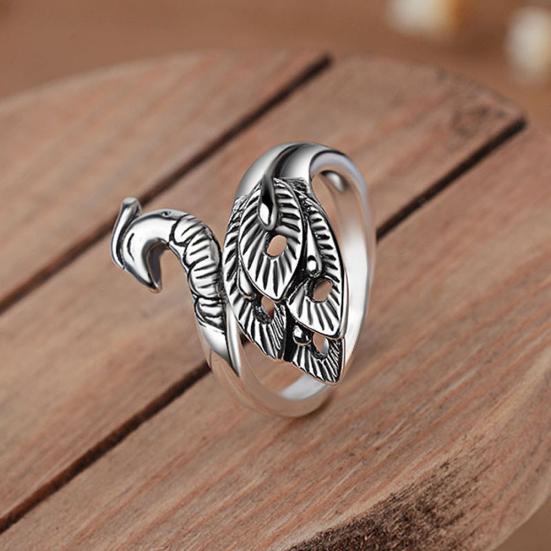 Винтажные серебряные плиссированные выгравированные павлины для женщин с открытым безымянным пальцем ювелирные изделия в подарок
