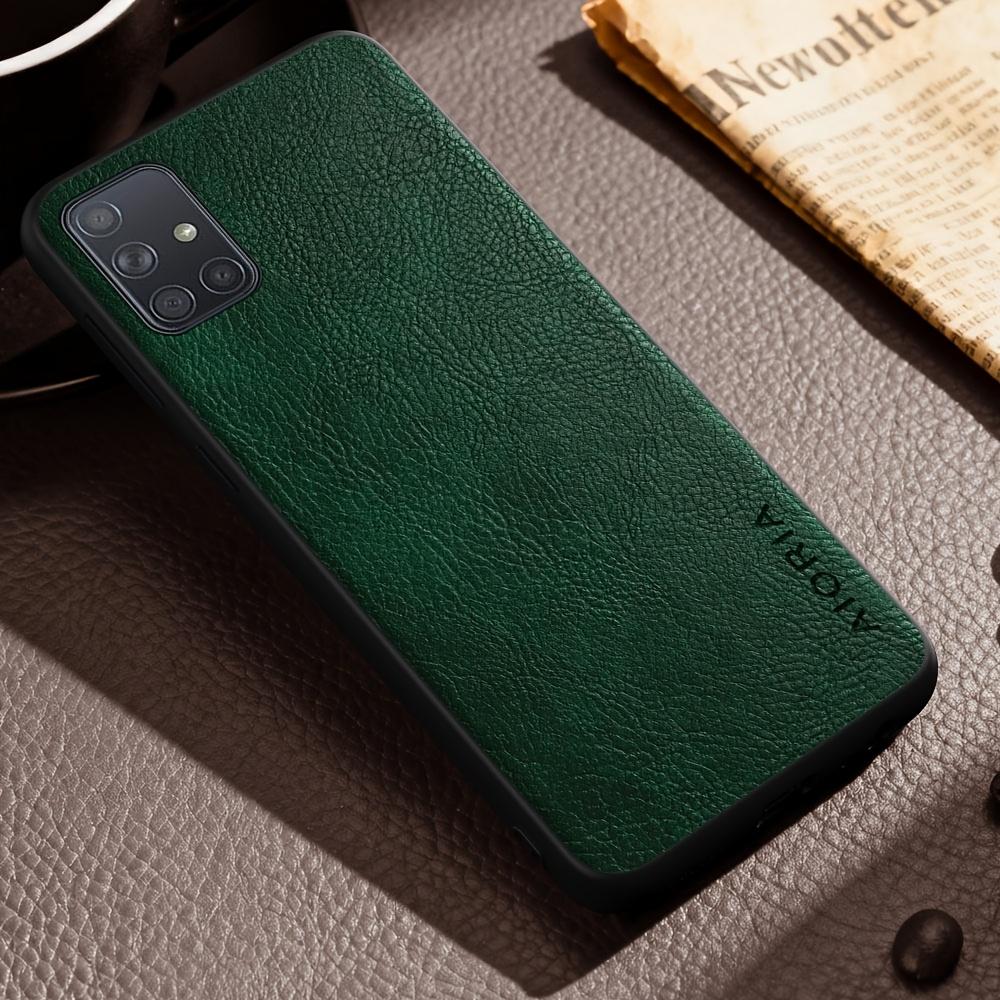 Phone Case: Luxury Case for Samsung Galaxy A71 A51 A11 5G Retro Fashion Natural Texture Solid Color Anti-fingerprints Synthetic Leather Precise