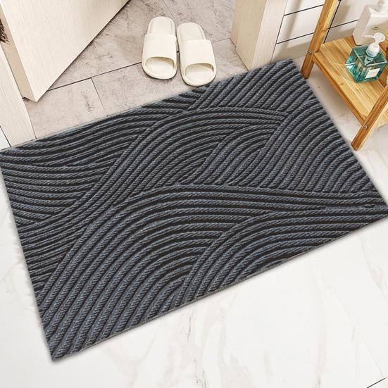 Door Mat Removes Dirt Recycled Anti-Slip Base Cuttable Geometric Pattern Indoor/Outdoor Use Entrance Rug for Kitchen Garage