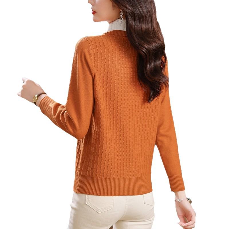 2025 Chic Two-Piece Knit Top with Shirt Collar - Fashionable Spring/Autumn Sweater for Women