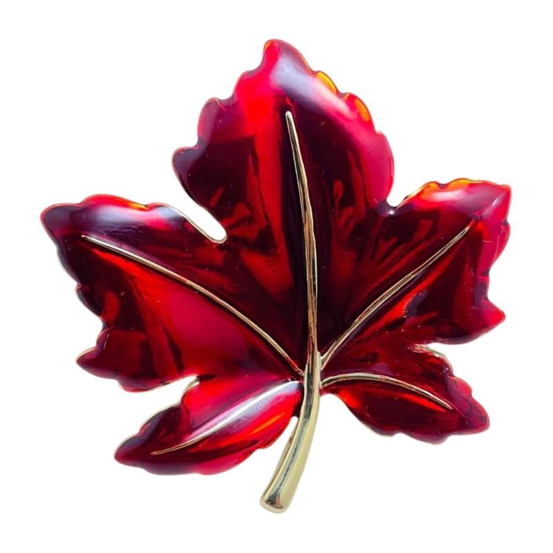 Винтажная эмалированная брошь-булавка в виде кленового листа, элегантная унисекс булавка на грудь, аксессуар для одежды для повседневной и праздничной носки